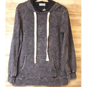 ZENANA Mineral Wash Hoodie Hooded Sweatshirt Pullover Blue/Gray Womens L